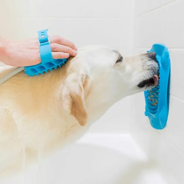 Aquapaw Pro Dog Bathing Tool and Slow Treater XL Combo - Lick Mat Suctions to the Wall or Floor for Anxiety-Free Pet Grooming - The Sprayer and Scrubber Works with Indoor Shower or Outdoor Garden Hose