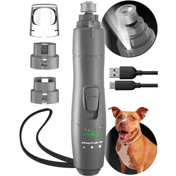 Dog Nail Grinder with LED Light, Rechargeable Dog Nail Grinder for Large Dogs, Medium & Small Dogs, Professional Pet Nail Grinder for Dogs Quiet Soft Puppy Grooming, Cat Nail Grinder, Dog Nail Trimmer