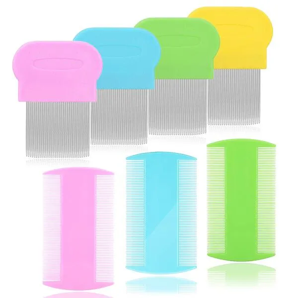 Lice Comb Flea Comb For Cats Dog Comb Pet Comb Set Metal Fine Tooth Comb Remove Tear Marks Float Hair Dandruff (A)