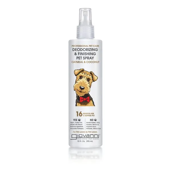 GIOVANNI Professional Pet Deodorizing & Finishing Spray, 10 oz. – Oatmeal & Coconut Helps Neutralizes Odors, Silkens, Freshens Fur