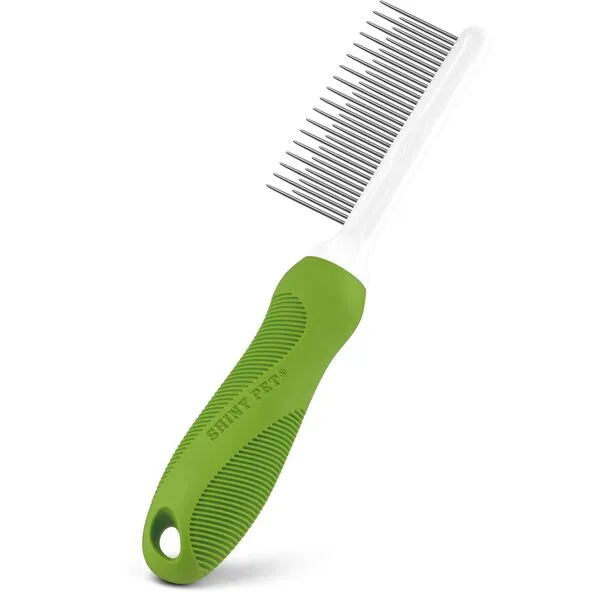 Detangling Pet Comb for Dogs & Cats - Detangler Grooming Tool with Long & Short Stainless Steel Metal Teeth for Dematting Matted Fur, Combing Out Knots, Removing Tangles from Undercoat - Ebook Guide