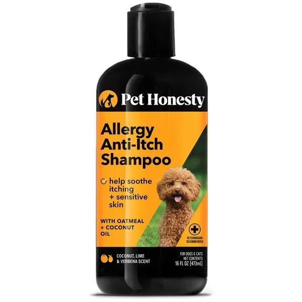 Pet Honesty Allergy Anti-Itch Shampoo for Dogs and Cats - Help Reduce Itching, Moisturizing and Hydrating Essential Oils, Deodorizing Coat, Coconut Oil + Vitamin E - 16 oz