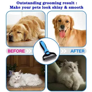 Upgraded Undercoat Rake for Dogs, Cat Dematting Tool, Perfect Deshedding Brush and Grooming Rake for Tangles, Knots or Mats Removal