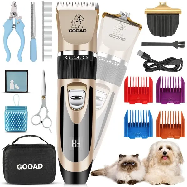 Dog Clippers for Grooming, Professional Dog Grooming Kit, Dog Hair Trimmer, Cordless Dog Clippers for Thick Coats,Low Noise Dog Shaver Clippers, Quiet Pet Hair Clippers Tools for Dogs Cats