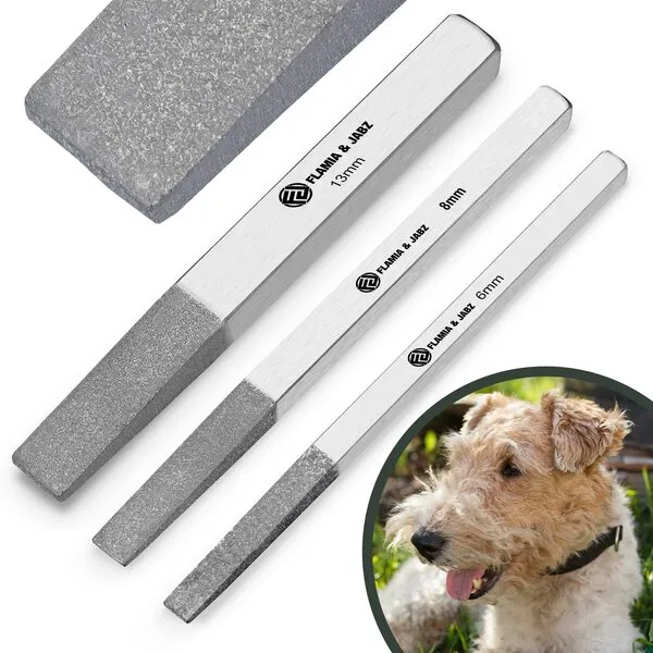 FLAMIA & JABZ Stripping Metal Stones & Nail File for Dogs, Cats & Pets (3 Piece Pack)