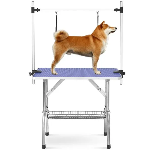 ZSQ Pet Grooming Table for Home, Portable Dog Grooming Table with Arm Noose & Mesh Tray, Adjustable Foldable Pet Groom Table Stand for Dog Cat, Maximum Capacity Up to 330 LBS (36