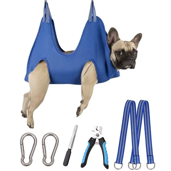 Kkiimatt 10 in 1 Pet Grooming Hammock Harness with Nail Clippers/Trimmer, Nail File,Dog Nail Hammock, Dog Grooming Sling for Nail Trimming/Clipping