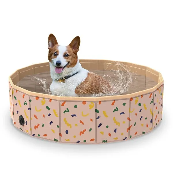 SMONTER Foldable Dog Pet Bath Pool Collapsible Outdoor Swimming Bathing Tub Kiddie Pool for Dogs and Cats (32