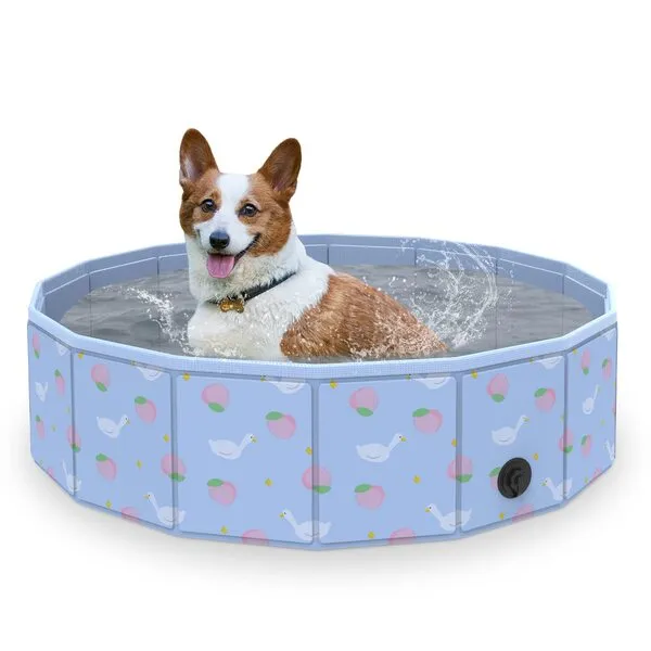 SMONTER Foldable Dog Pet Bath Pool Collapsible Outdoor Swimming Bathing Tub Kiddie Pool for Dogs and Cats (32