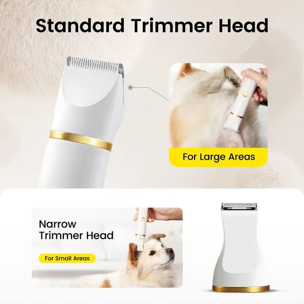 FERRISA Dog Clippers for Grooming, Small Dog Clipper Dog Grooming Kit with 4 Blade Heads, Low Noise Dog Grooming kit for Dogs Hair, Dog Clippers of Eyes, Ears, Face, Rump