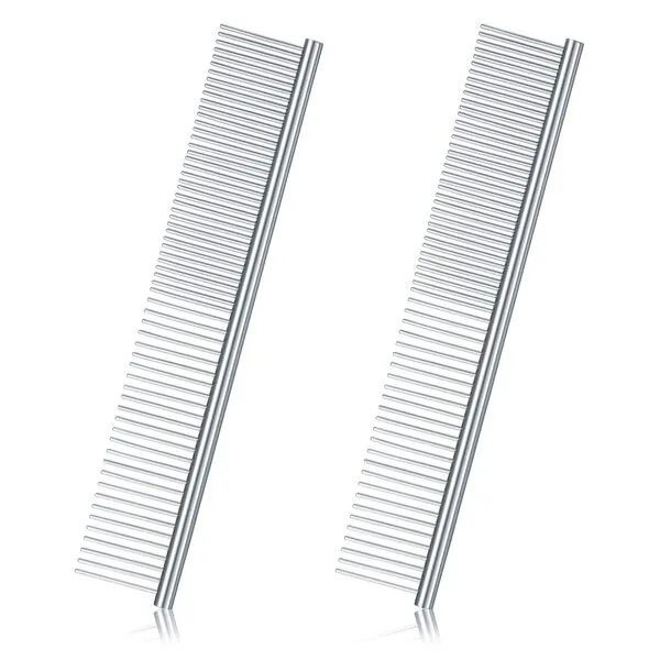 2 Pieces Macrame Comb Macrame Brush Macrame Fringe Comb Dog Stainless Steel Metal Combs Macrame Tassel Brush Supplies For Macrame Fringe Cord Pet Dog Cat Grooming Comb (Silver)