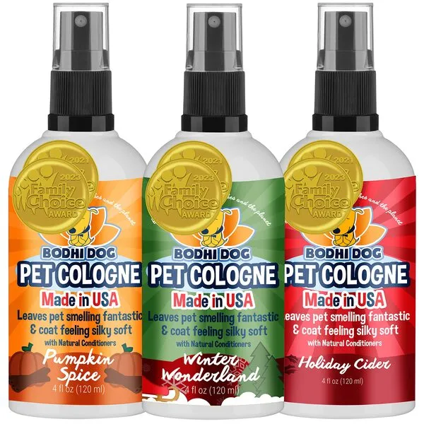 Bodhi Dog Natural Pet Cologne Bundle | 3 Holiday Scents | Holiday Cider + Pumpkin Spice + Winter Wonderland