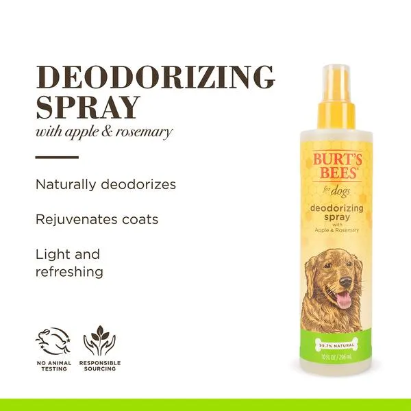 Burt's Bees for Pets Natural Deodorizing Spray for Dogs | Best Dog Spray for Smelly Dogs | Made with Apple & Rosemary | Cruelty Free, Sulfate & Paraben Free, pH Balanced for Dogs - Made in USA, 10 oz