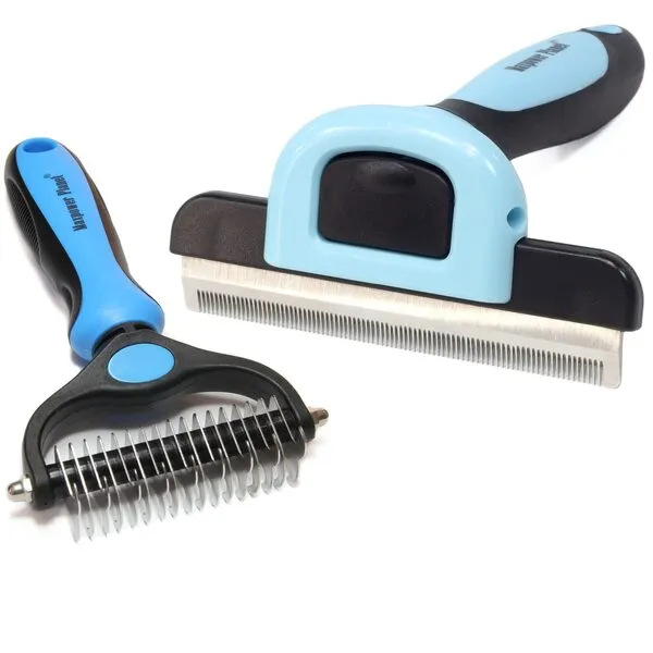 Maxpower Planet Undercoat Rake and Deshedding Brush Bundle Blue