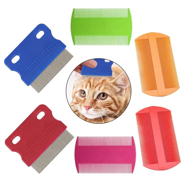 6 Pcs Pet Flea Combs, Dog Cat Combs, Hair Removal Massaging Shell Combs, Pet Combs for Removal Dandruff, Hair Stain(Random Colour)