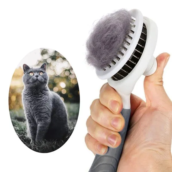 Self Cleaning Slicker Brushes for Dogs Cats Grooming Tool Gently Removes Loose Undercoat, Mats Tangled Hair Brush for Pet Massage (Gray)