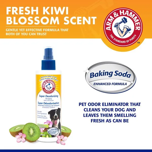 Arm & Hammer for Dogs Super Deodorizing Spray for Dogs | Best Odor Eliminating Spray for All Dogs & Puppies | Fresh Kiwi Blossom Scent That Smells Great, 6.7 Ounces -6 Pack