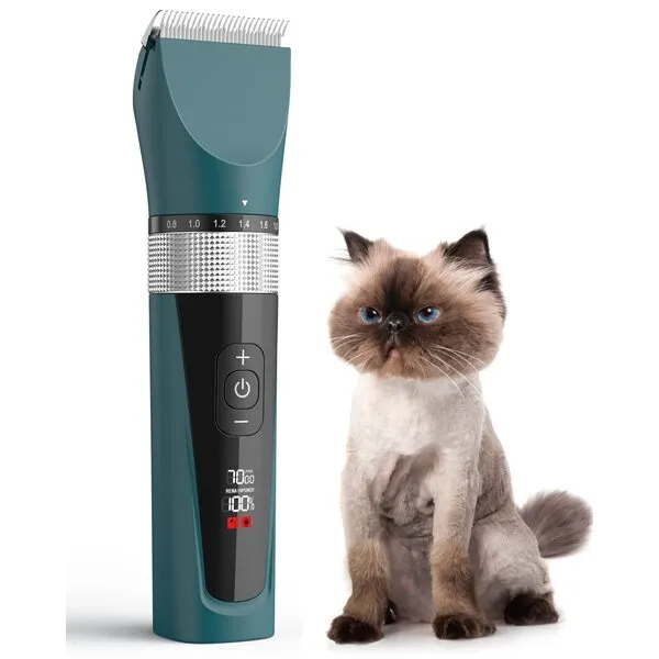 oneisall Grooming Clippers Kit for Matted Long Hair, 5-Speed Cordless Low Noise Pet Hair Clipper Trimmer Shaver for Dogs Cats Animals (Green)