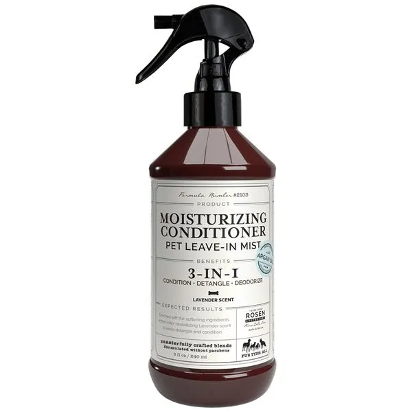 Rosen Apothecary 3-in-1 Pet Moisturizing Conditioner Leave-in Mist for Dogs, 240ml/8 fl oz, Detangle and Deodorize Your Pet, Soothing Aloe, Lavender, for All Types of Fur