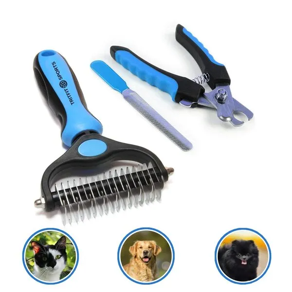 TRITFIT SPORTS - Dematting comb for dogs, Shedding, undercoat Rake, Dog Brush, Cat brush, for shedding, Deshedding brush for dogs, Cat brushes, for Shaggy or Low hair Dogs & cats Double sided