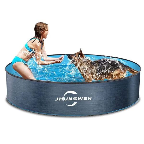 Dog Pool for Large Dogs, Jhunswen 63'' Portable Pet Kiddie Swimming Pool Collapsible for Backyard Home, Foldable Plastic Bathtub for Kids, Kitty, Cat