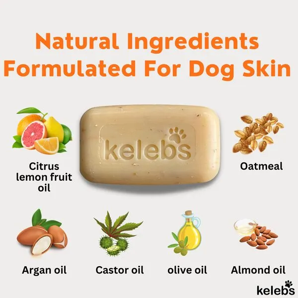 Kelebs Deodorizing Dog Shampoo for Smelly Dogs | Puppy Shampoo | Organic Pet Shampoo for Dogs | Natural Dog Shampoo Bar | Citrus Essential Oils | Eco-Friendly | Zero Plastic Waste | Vegan | 3 Pack