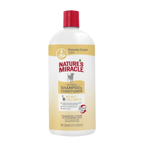 Nature’s Miracle Oatmeal Shampoo & Conditioner for Dogs, 32 Oz, Pistachio Cream Scent