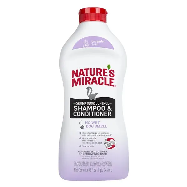 Nature’s Miracle® Skunk Odor Control Shampoo & Conditioner Lavender Scent 32 Oz, Odor Control Formula