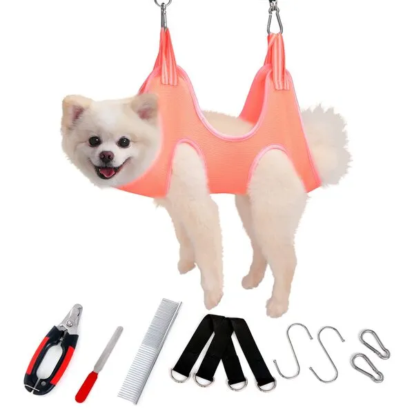 YoulePetHouse Dog Grooming Hammock Harness for Nail Trimming, Pet Grooming Sling Restraint Bag with Nail Clippers/Trimmer, Nail File, Comb, Dog Grooming Hammock Helper for Nail Trimming/Clipping