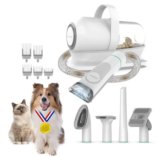 Neakasa by neabot P1 Pro Pet Grooming Kit & Vacuum Suction 99% Pet Hair with 5 Professional Grooming Shedding Tools for Dogs Cats and Other Animals