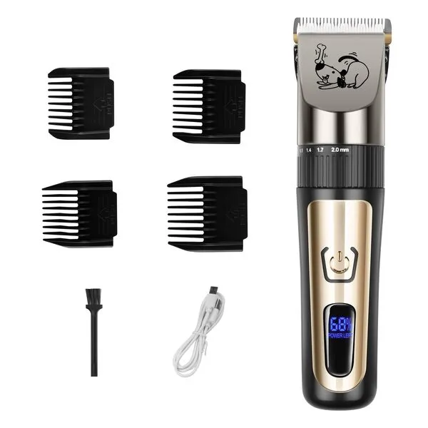 AJELU Dog Clippers, Cordless Low Noise Rechargeable Electric Dog Grooming Clipper Kit, Adjustable Clipper Comb & Detachable Blades Dog Trimmer, Suitable for Dogs, Cats, Pets