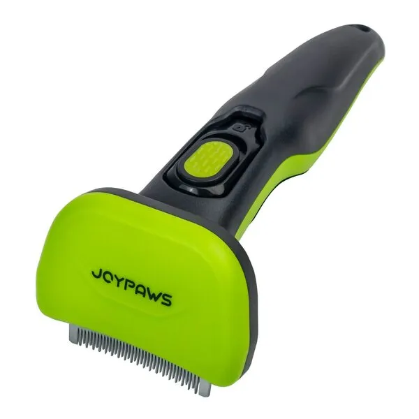 JOYPAWS Upgraded Pet Self Cleaning Curved Deshedding Tool, Effectively Reduces Shedding by Up to 95%, Professional Grooming Brush for Small Dogs, Cats and Other Small Animals Green S