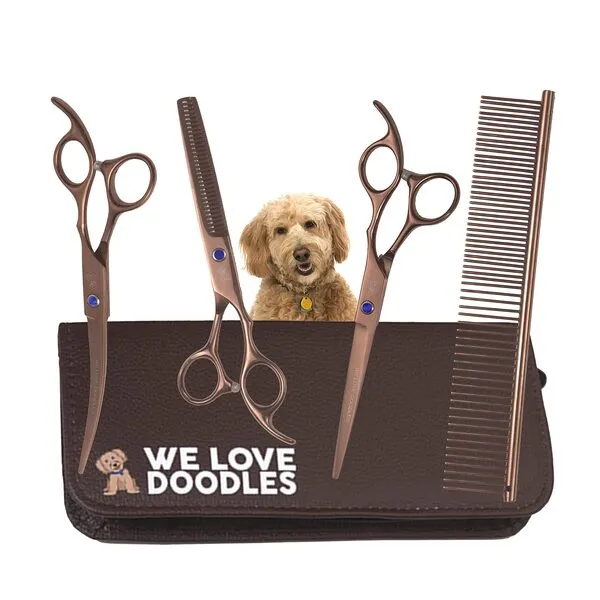 We Love Doodles Dog Grooming Scissors Kit - Dog Grooming Shears - Curved Dog Grooming Scissors - Thinning Scissors For Dogs - Best Grooming Scissors For Goldendoodles