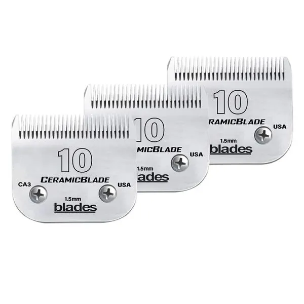 Clipper Blade Dog Grooming Compatible with Andis Clippers Carbon Infused Steel Detachable Ceramic Sharp Edge Also Compatible with Wahl/Oster Dog Clippers (3Pack #10:(1/16