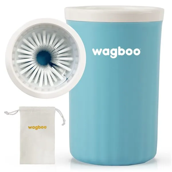 Wagboo Portable Dog Paw Cleaner Brush Large Pawlisher | Easy Wash Blue, Silicone Dog Bathing Supplies, Foot Washer Puppy Paw Wash for Medium Large Dogs, Dog Essentials, Dog Travel Camp House Accessories for Large Dogs