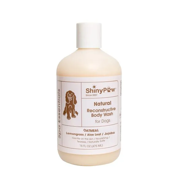 Oatmeal Shampoo for Dogs - Lemongrass Spa Essentials Body Wash - Tearless Dog Shampoo for Itchy Skin - Natural Dog Conditioner Ingredients Made in The USA by ShinyPaw