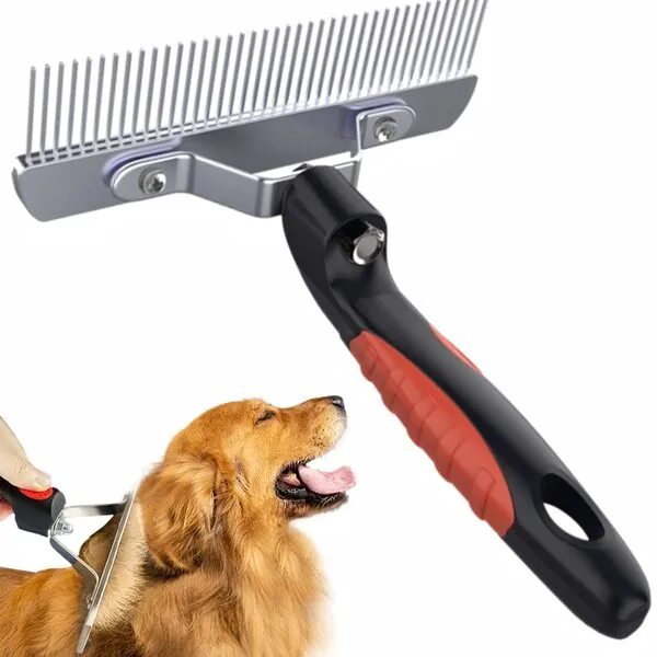 Undercoat Rake for Dogs, Dog Rake Brush Long Tooth Grooming Rakes Brush with Anti-Slip Handle - Dog Brushes for Grooming Long Hair Pets - Husky German Shepherd Golden Retriever Brushes for Shedding