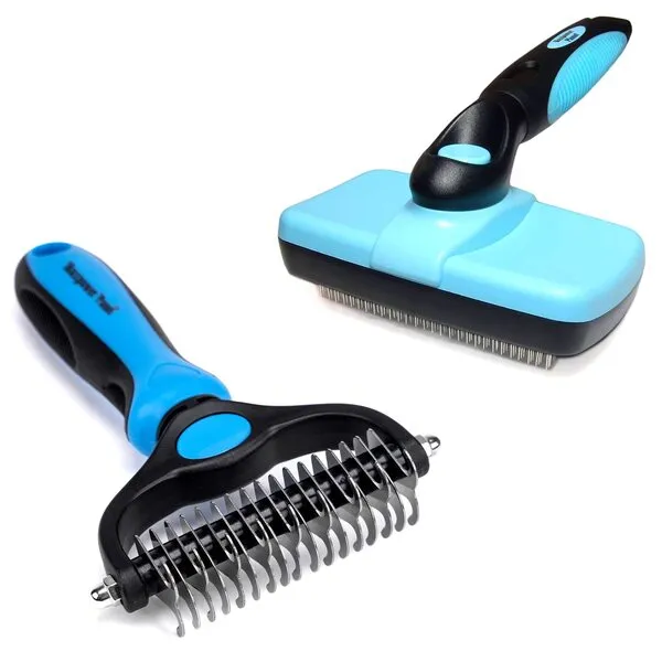 Maxpower Planet Undercoat Rake and Slicker Brush Bundle, Blue