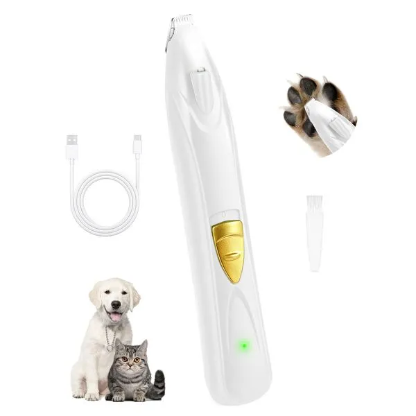 LEYOUFU Dog Clippers for Grooming, Cordless Dog Grooming Kit for Small Dogs with LED Light, Rechargeable Low Noise Cat Hair Trimmer for Grooming Pet Hair Around Paws, Eyes, Ears, Face, Rump (White)