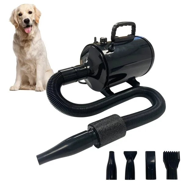 Ganggend Upgraded Dog Hair Dryer, 5.2HP/3800W Pet Grooming Dryer, Professional High Velocity Blow Dryer with Adjustable Speed and Temperature Control Dog Blow Dryer, Pet Dryer with 4 Nozzles