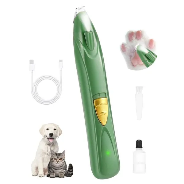 LEYOUFU Dog Clippers for Grooming, Cordless Dog Grooming Kit for Small Dogs with LED Light, Rechargeable Low Noise Cat Hair Trimmer for Grooming Pet Hair Around Paws, Eyes, Ears, Face, Rump (Green)