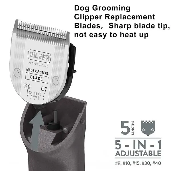 Sodaer 2 Packs 5 in 1 Replacement Blades Compatible with WAHL Bravura .Chromado，Creativa，Figura Dog Clippers for Dogs Grooming-（(NOT Compatible Arco Dog Clippers)