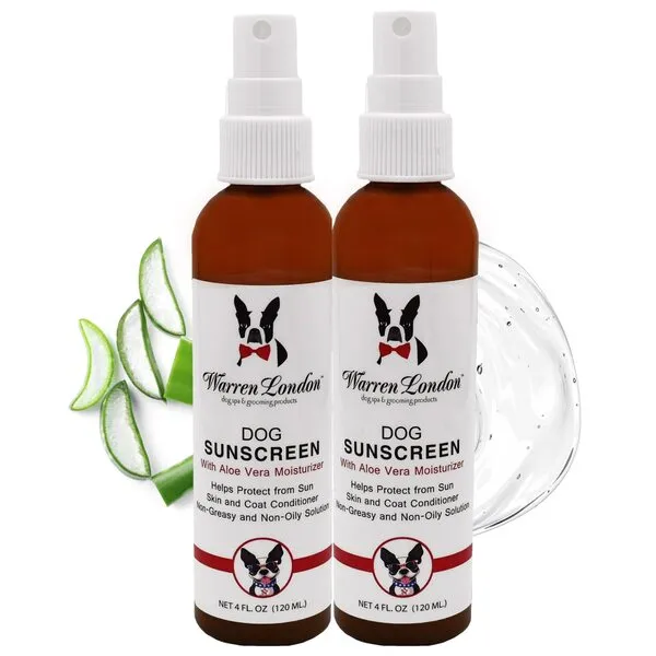 Warren London Dog Sunscreen Spray Protection with Aloe Vera I Dog Skin Soother I Puppy Sunblock I Made in USA- 4oz Two Pack