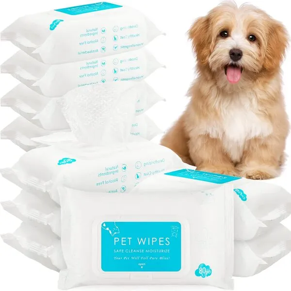 Treela 10 Packs of 800 Dog Wipes PET Wipes Cat Grooming Supplies for Puppy Paws, Butt, Ear, Skin, Eye, Body Cleaning Bath Stain Odor Remover, Home or Travel Use