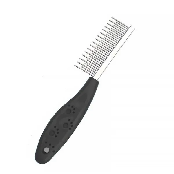 Dog or Cat Comb Grooming with Short and Long Teeth Dematting Knots Tangles Remover Combs Detangler Tool Suitable for Dogs Cats Poodle HorseStainless Steel Pin (Black)