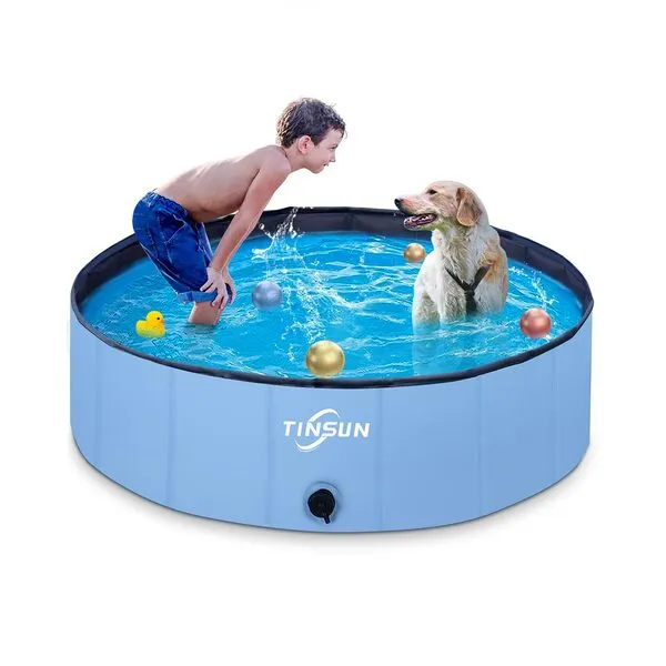 Dog Pool for Dog, Heavy Duty TINSUN Foldable Plastic Bath Tubs for Dog, Portable Small Pool for Pet, Grooming Shower Bath for Pet, 48 inchs