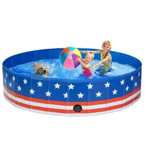 Leopinky Dog Pool PVC Hard Plastic Pet Swimming Pools Foldable Kiddie Pool Portable Wading Pool Kids Pools for Backyard Plastic Kiddie Pool for Large Dogs, Puppy, Doggie (63\'\' x 12\'\'L)