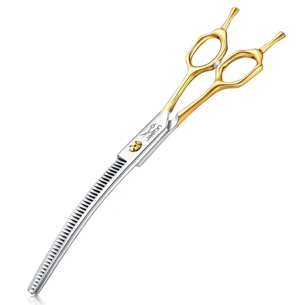 Jason 7.5 Inch Curved Thinning Scissors for Dog Grooming 43 Teeth Professional Downward Curved Blending Trimming Shears with Symmetric Handle Sharp Comfortable Light-Weight