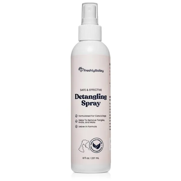 Freshly Bailey Dog Detangler Spray - Pet Detangling Spray for Cats & Dogs - Natural Detangler & Leave in Conditioner Spray for Your Cat or Dog - Remove Tangles & Condition Pet's Coat