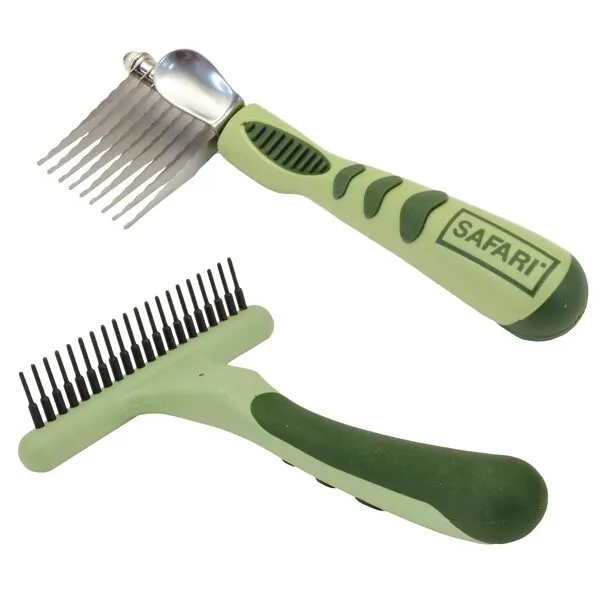 Coastal Pet Safari Dog De-Matting Comb and Coastal Pet Safari Single Row Undercoat Rake - Bundle